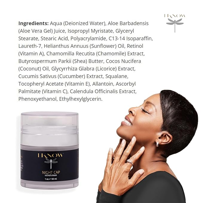 IKNOW NIGHT CAP Retinol Cream Skincare, Pro-Aging Night Cream for Skin Rejuvenation, Retinol Night Cream for Overnight Skin Renewal, Hydrating Retinol Moisturizer (1oz)