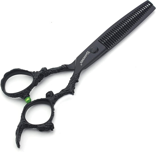 6 inch hair stylist barber scissors black plate dragon 440C hairdressing cutting scissors+thinning scissors (6 inch thinning)