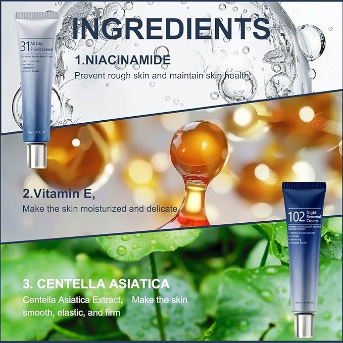 ZCMN 2 Pack All-day & Night Cream for Face - 31 All Day Shield Cream & 102 Night Renewal Cream -Intensive Skin Care All Day and Night Cream Moisturizing & Hydrating