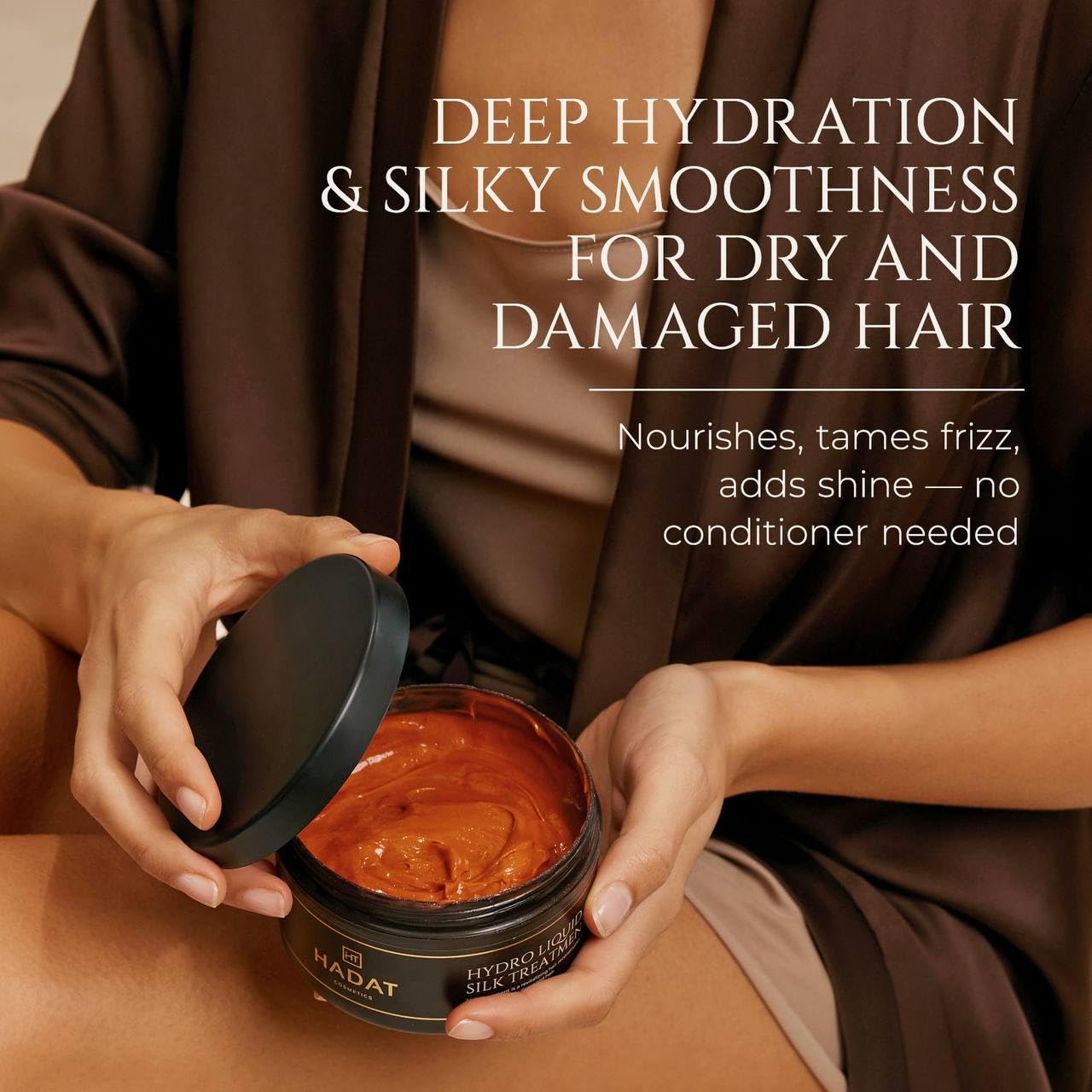 HADAT Liquid Silk Treatment – Premium Hair Mask for Dry Damaged Hair - Deep Conditioning Hair Mask with Macadamia, Argan Oil – Hydrating, Repair & Shine – Made in Israel – 10.1 Fl Oz