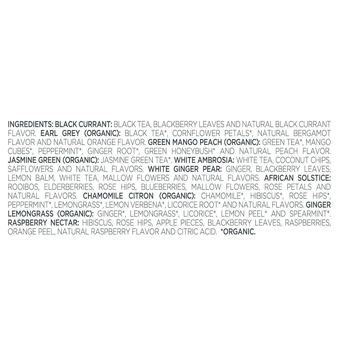 Tea Forte Tea Tasting Assortment Premium Petite Presentation Box Gift Set Sampler, 10 Count, 1 of Each Variety Individually Wrapped Handcrafted Pyramid Infuser Bags