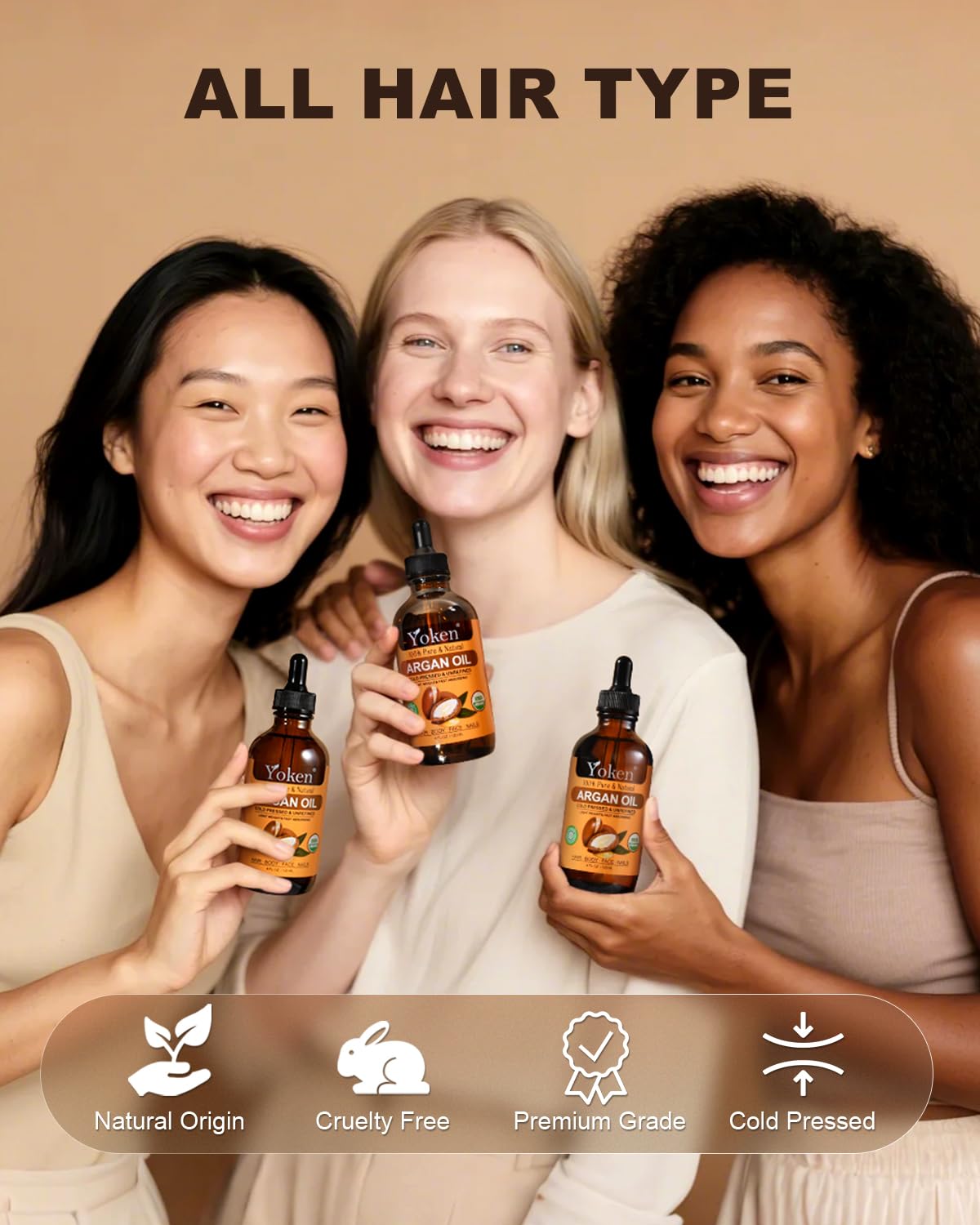 Organic Argan Oil for Hair 4 Fl Oz, USDA Pure and Natural Morocco Argan Oil, Argon Oil For Hair, Scalp, Face & Skin Care, 100% Cold Pressed Hair Conditioner, Unrefined Argon Nails Carrier Oil