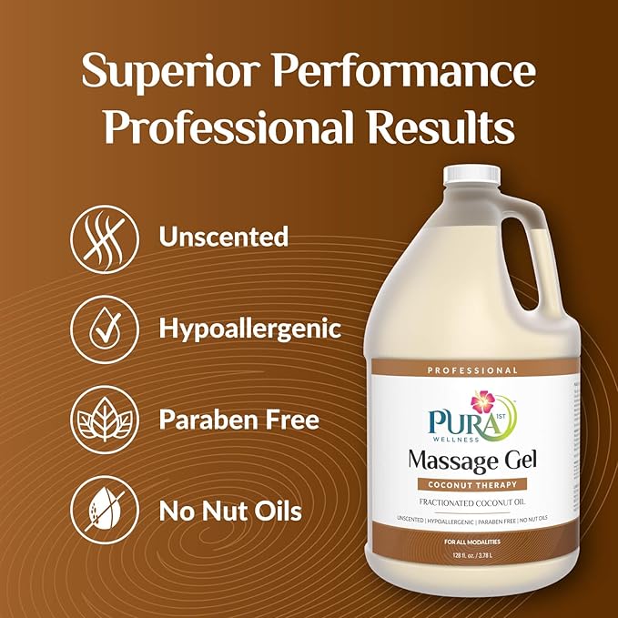 Coconut Therapy Massage Gel, Pura Wellness Massage Gel, Professional Deep Tissue Therapy, Coconut Massage, Massage Gel for Physical Therapy, Unscented Gel for Physical Therapy Recovery, 128oz