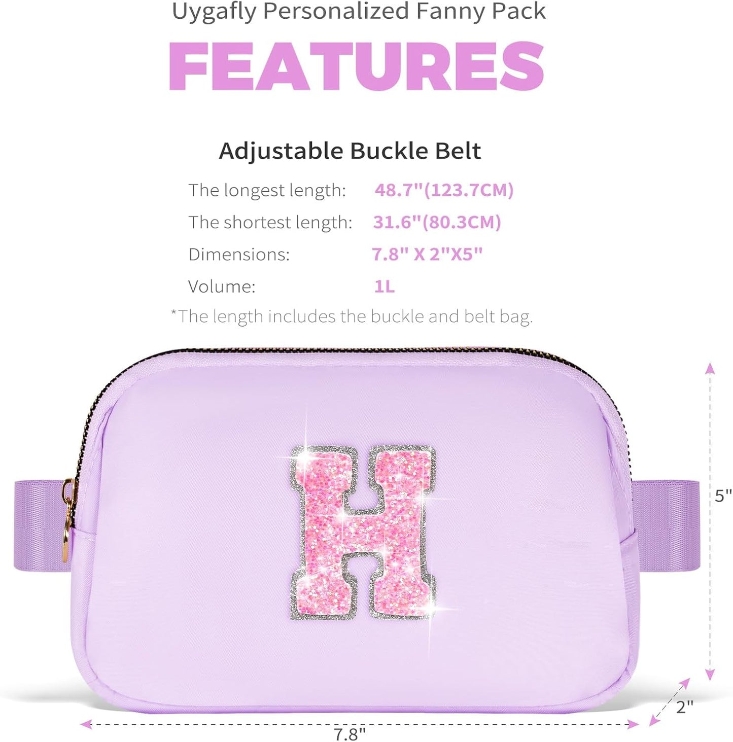 Monogrammed Gifts for Girls Women - Fanny Pack for Kids Teens,Crossbody Bag for Women Trendy Everywhere Belt Bag Monogrammed Crossbody Bag Waist Pack | Lavender,Initial H