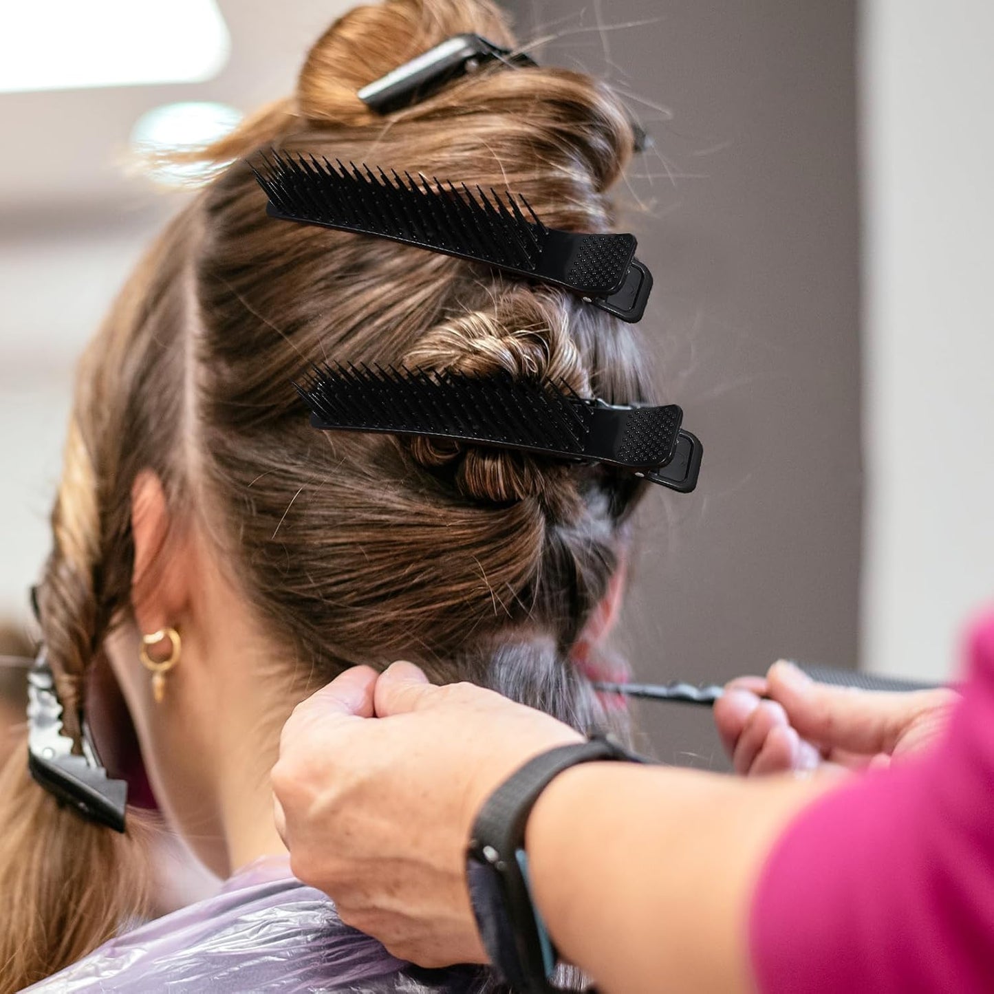 4 Pcs Grip Clips For Hair Sectioning, Hair Clips for Styling Sectioning Stylist Nonslip Grip Salon Home Cutting Coloring Foiling Placing Extensions DIY Accessories