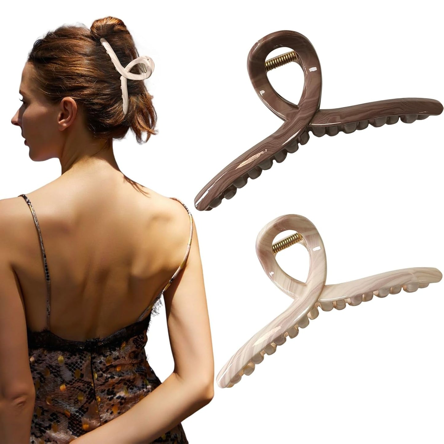 5 Inch Extra Large Claw Clips, 13 CM No Slip Glossy Jumbo Unbreakable XL Hair Clips for Thick Long Curly Hair, Big Hair Claw Clips, 2 Pack