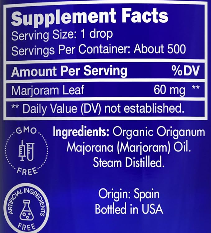 Organic, Marjoram Essential Oil, Food Grade – 100% Pure, Sweet Marjoram Essential Oil, by Zongle Therapeutics, 1 OZ