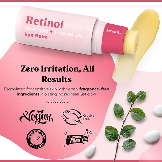 BellaBLISS Retinol Eye Balm – Hydrating Under Eye Cream for Wrinkles, Dark Circles & Puffiness – Lightweight Anti-Aging Formula – Made in Korea – 0.35 oz / 10 g – Pack of 1