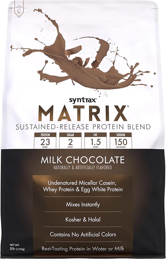 Syntrax Nutrition Matrix Protein Powder, Sustained-Release Protein Blend, Milk Chocolate, 5 lbs