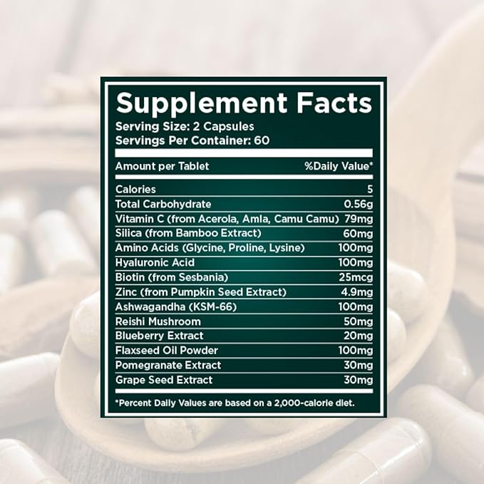 Plant-Based Collagen Booster - Vegan Support with Vitamin C, Amino Acids & Hyaluronic Acid - 700mg per Serving - Third-Party Lab Tested - Non-GMO, Gluten-Free, No Fillers - 60 Vegan Capsules