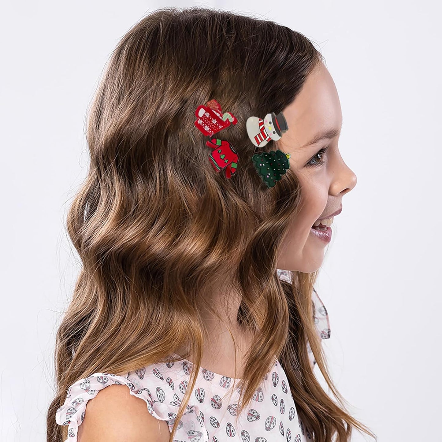 6 Pcs Christmas Hair Clips for Women, Cute Hair Claw Clip, Christmas tree Fireworks Clothes Cups Santa Claus Snowman Claw Clip, Holiday Hair Accessories, Xmas Small Hair Claw for Thick Hair/Thin Hair