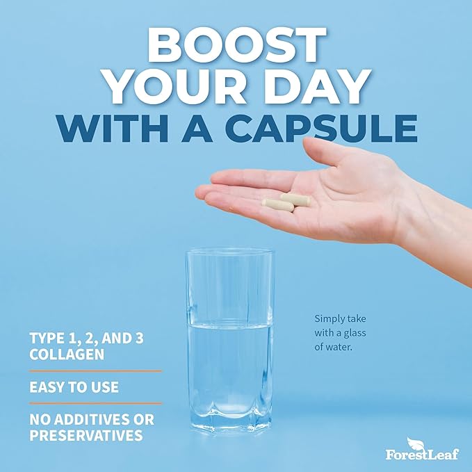 ForestLeaf Multi Collagen Pills - Collagen Men & Collagen Women - Hydrolyzed Collagen Supplements with Vitamin C & Hyaluronic Acid - Collagen Capsules for Hair, Skin & Nails (240 Peptide Capsules)