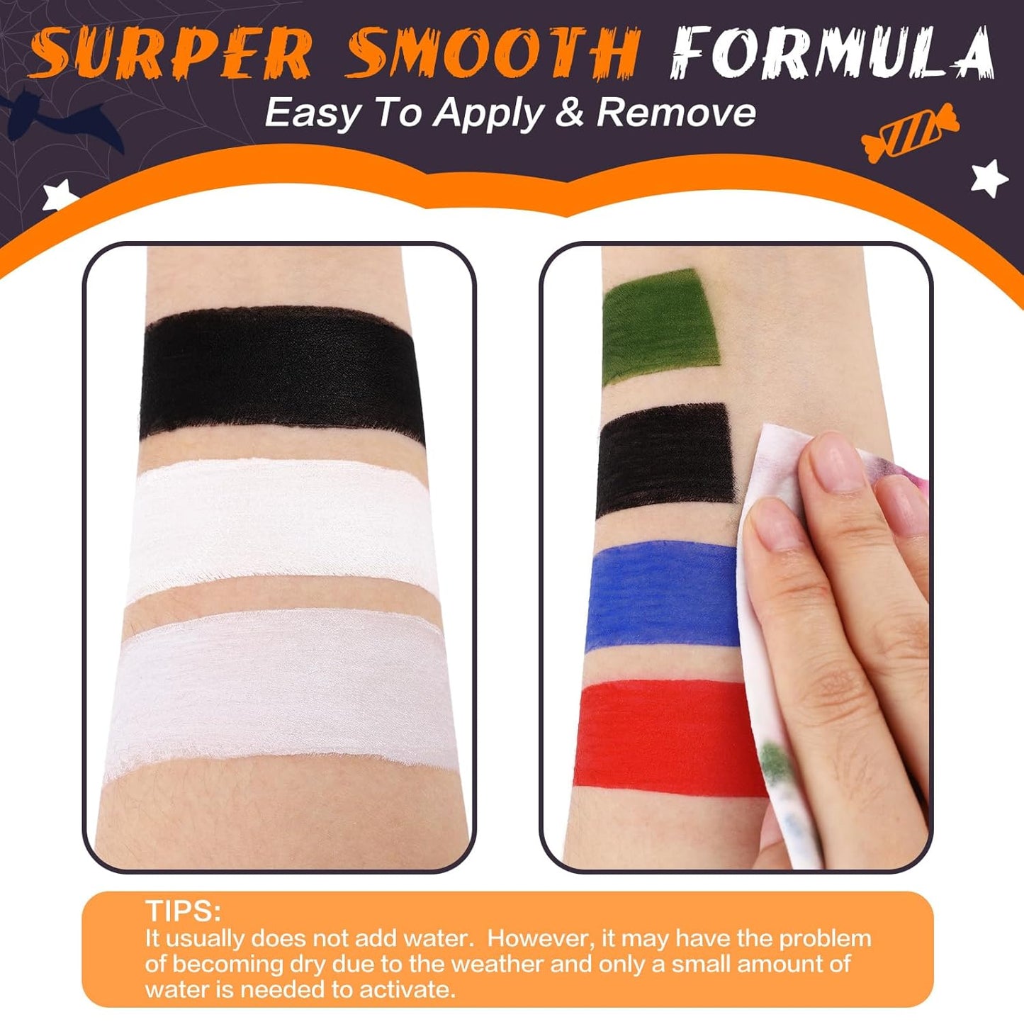 BOBISUKA Alabaster White Face Body Paint Stick White Eye Black Sticks for Sports Water Based Face Painting Kit Quick Drying Foundation Makeup for Halloween Clown Skeleton Joker Cosplay SFX Costume