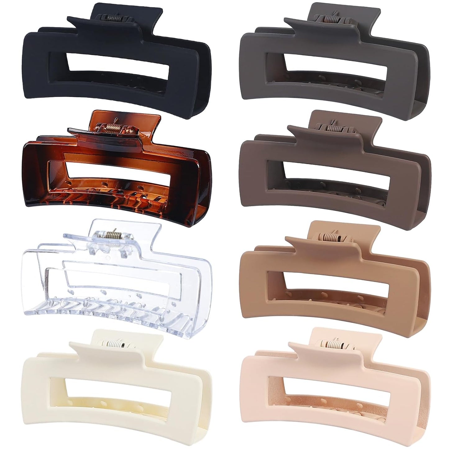 4.1 Inch Large Hair Clips 8 Pcs Square Claw Clips for Thick Hair Big Hair Claw Clips Acrylic Banana Jaw Clips Hair Accessories for Women and Girls -Transparent
