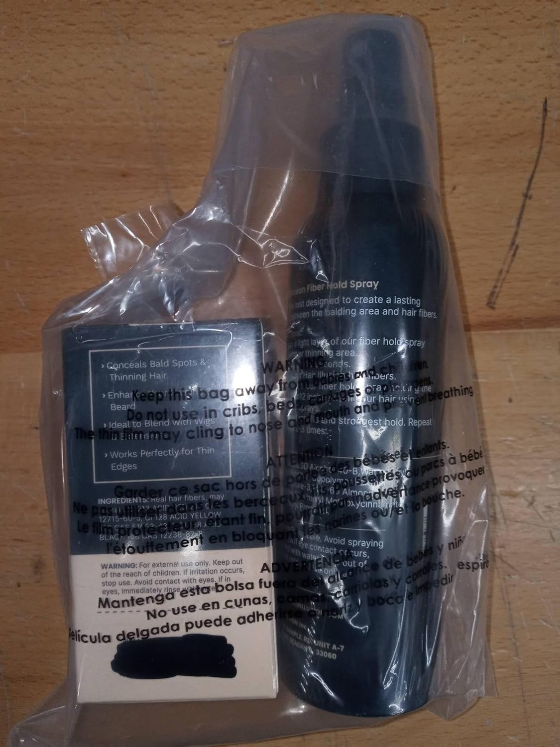 Hair Illusion Black Real Fibers and Holding Spray for Women & Men - Natural Texture, Non-Synthetic Cover Up for Thinning Hair and Bald Spots - 18 Gram