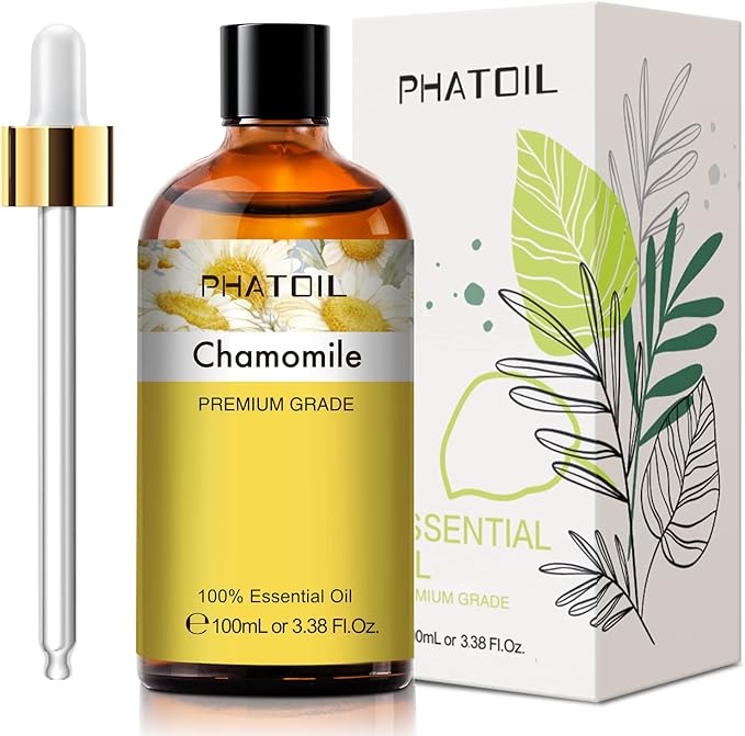 100ML Chamomile Essential Oil - 3.38FL.OZ Essential Oils for Diffusers for Home - Chamomile Oil Aromatherapy Oils with Glass Dropper