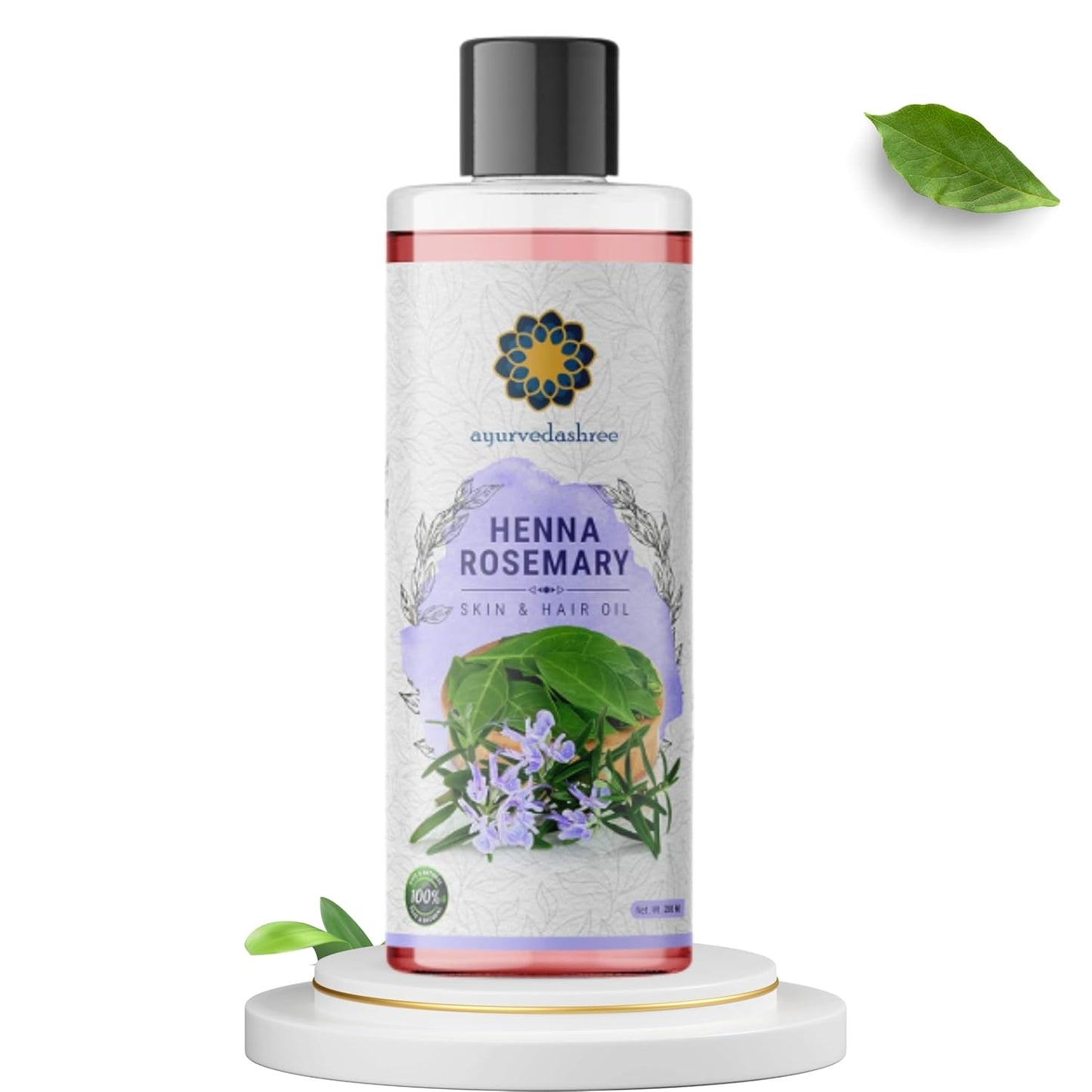 Henna Rosemary Hair Oil 200 ml, 6.76 fl oz with Neem, Shikakai, Bhringraj, Amla, Brahmi, Sesame, Olive & Sunflower Oils