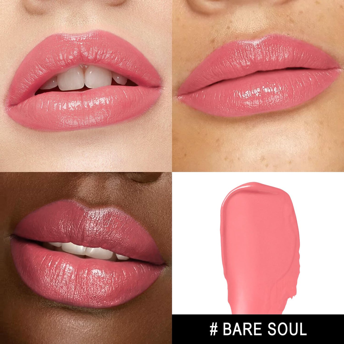 Moisture Nude Pink Lipstick for Women Hydrate Tinted Lip Balm for Dry Cracked Lips Glossy Nude Lip Color Juicy Finish, MA073 Bare Soul