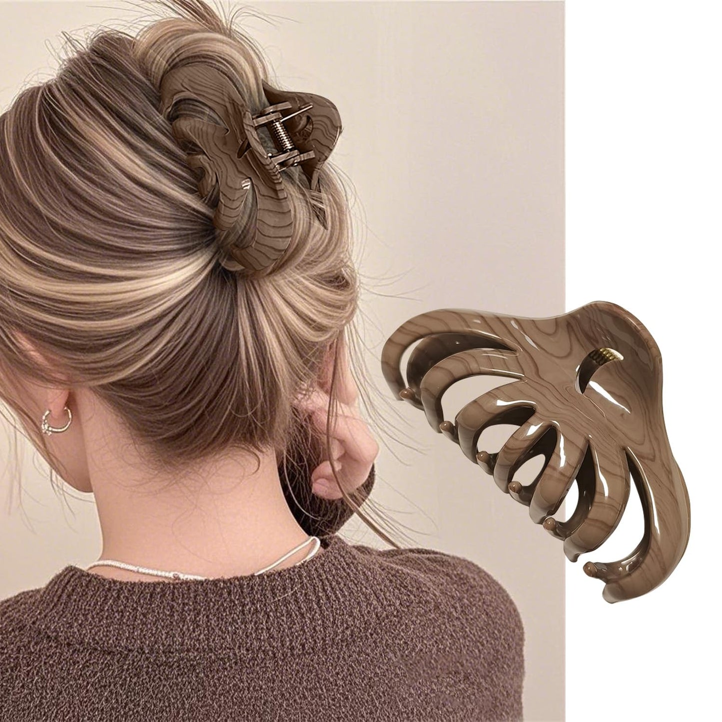 3.5 Inch Hair Claw Clips, Unbreakable No Slip Matte & Glossy Claw Clip for Women's Thin & Medium Thick Fine Hair, 3 Pack