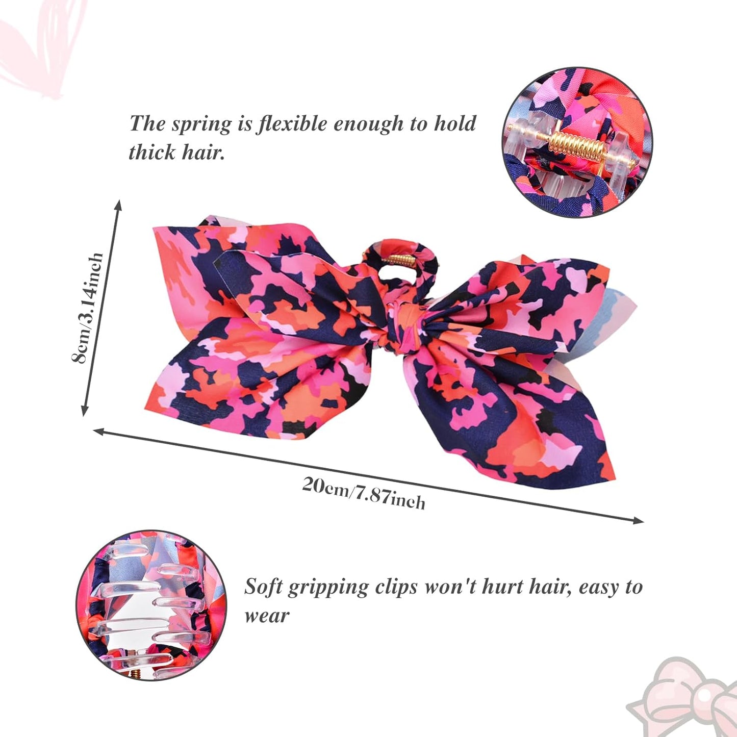 Bow Claw Clips Bow Hair Clips 3PC Red Big Hair Bows for Women Butterfly Styling Large Hair Clips for Thick Hair for Girls Hair Accessories for Teen
