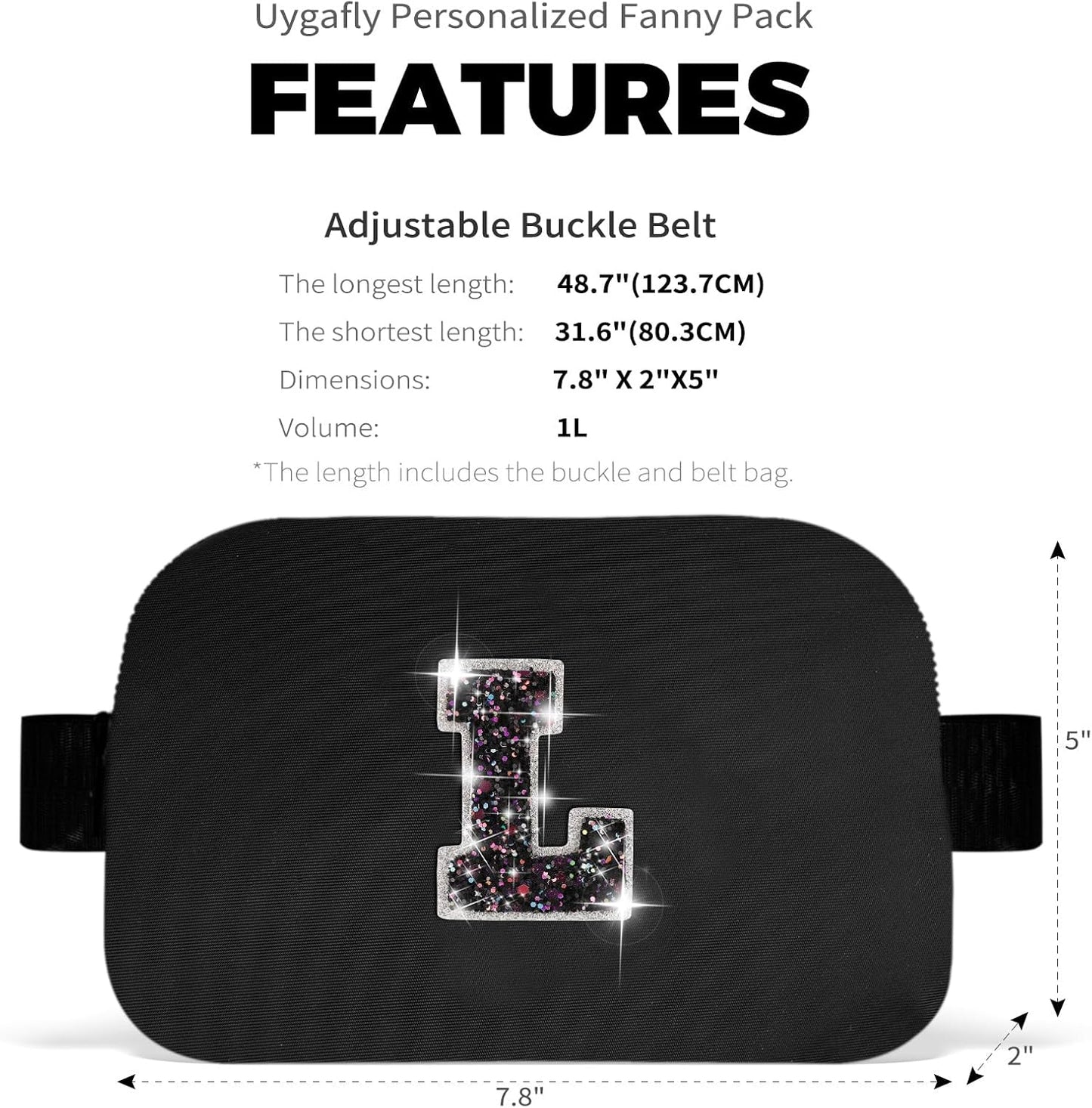 Graduation Gifts for Girls Teens Kids Women Her - 2024 Graduation Gifts,Belt Bag Cute Trendy Stuff Graduation Essentials Accessories | Black,Initial L