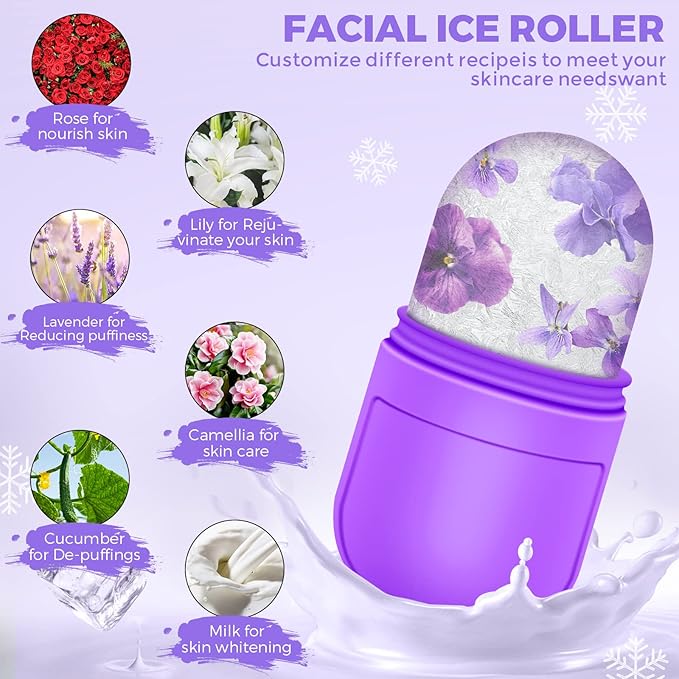 AURUZA Ice Face Roller Ice Roller for Face and Eye Puffiness Beauty Ice Face Roller Mold Tray Face Frosting Massage Beauty Skincare Tool for Brightening Lubrication Shrink Pore Removal Fine Lines…