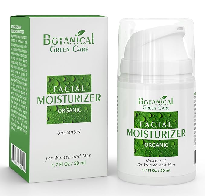 Botanical Green Care Organic Facial Moisturizer. Natural Anti Aging Face Moisturizing Cream for Sensitive, Dry & Normal Skin for Women and Men