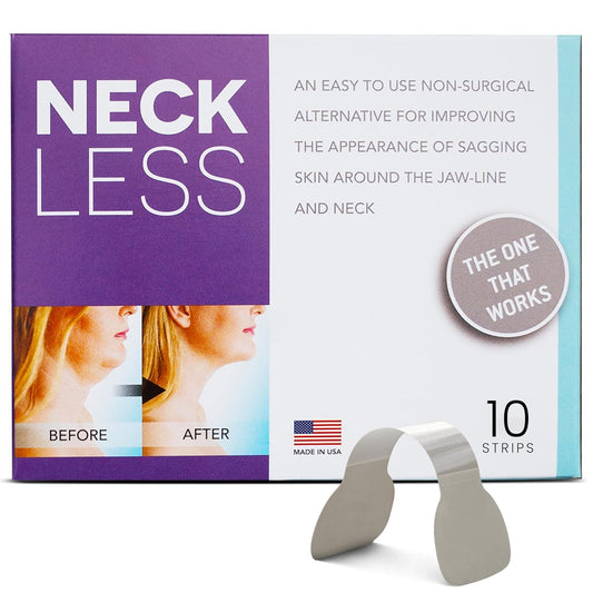 NECK-LESS Professional Face Tape - Patented Face Lift System, Invisible Enhancement Strips for Jawline & Neck (10 Strips)