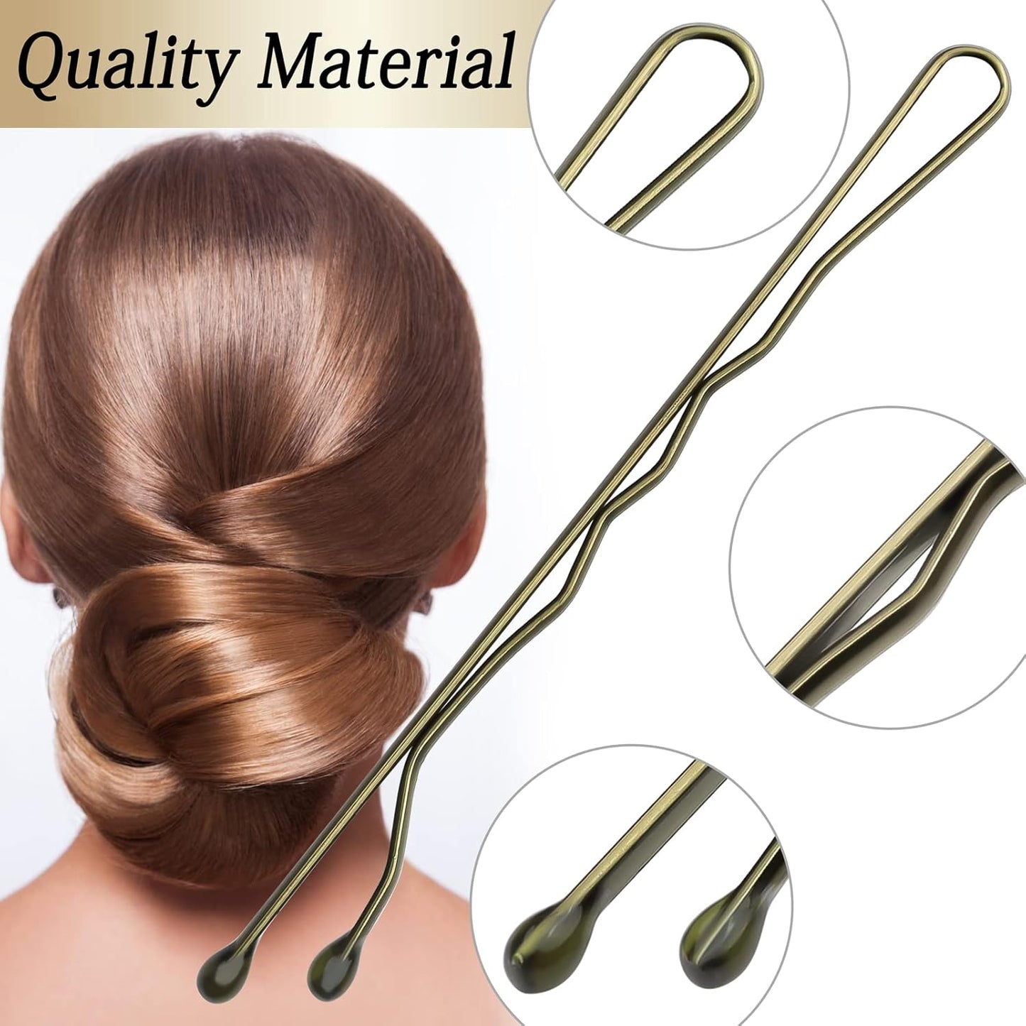 100PCS 2.4Inch Bobby Pins Bronze,Pain-Free Bobby Pins for All Hair Types,Hair Pins for Women Girls,Hairpins for Buns with Box(Bronze)