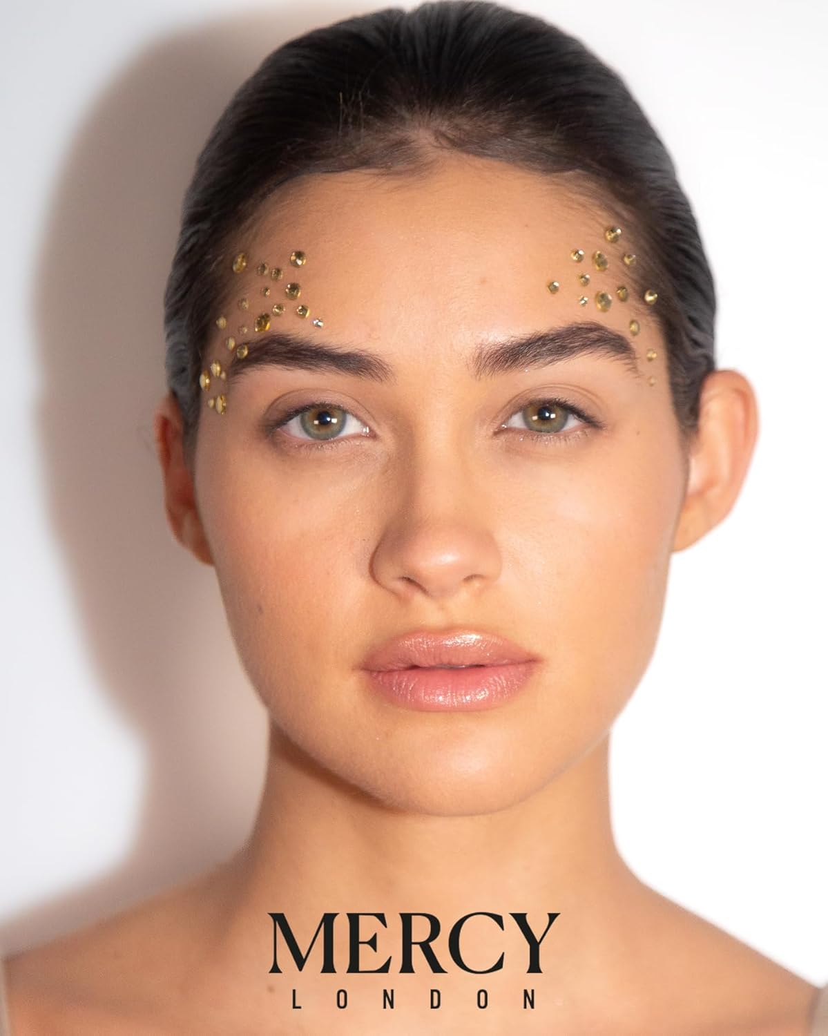 MERCY LONDON Face Gems in Gold, 866 Self Adhesive Rhinestone Stickers for Face, Eye, Makeup, Body, DIY Face Gems