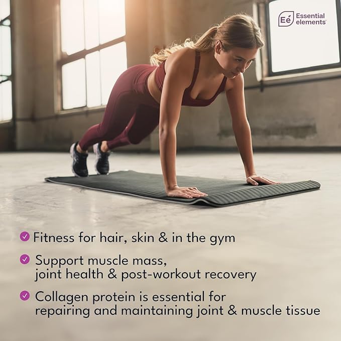 Essential Elements Hydrolyzed Collagen Peptides Powder - Supplement for Joint, Skin, Hair, & Nail Support Types I III Non-GMO, Hormone-Free, Grass-Fed 41 Servings