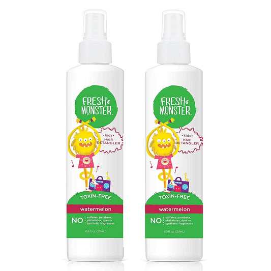 Fresh Monster Kids Detangler Spray, Toxin-Free, Hypoallergenic & Natural, Hair Conditioning Spray for Kids, Watermelon (2 Pack, 8.5oz/each)