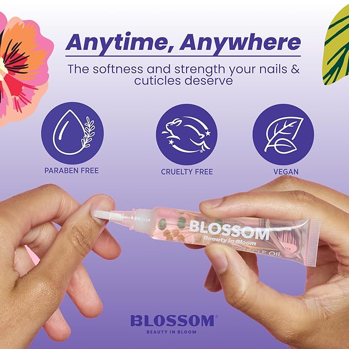 Blossom Cuticle Oil Pen for Nails, On the Mend Scented Travel Nail Oil for Growth and Strength, Infused with Real Flowers 0.34oz, Lavender
