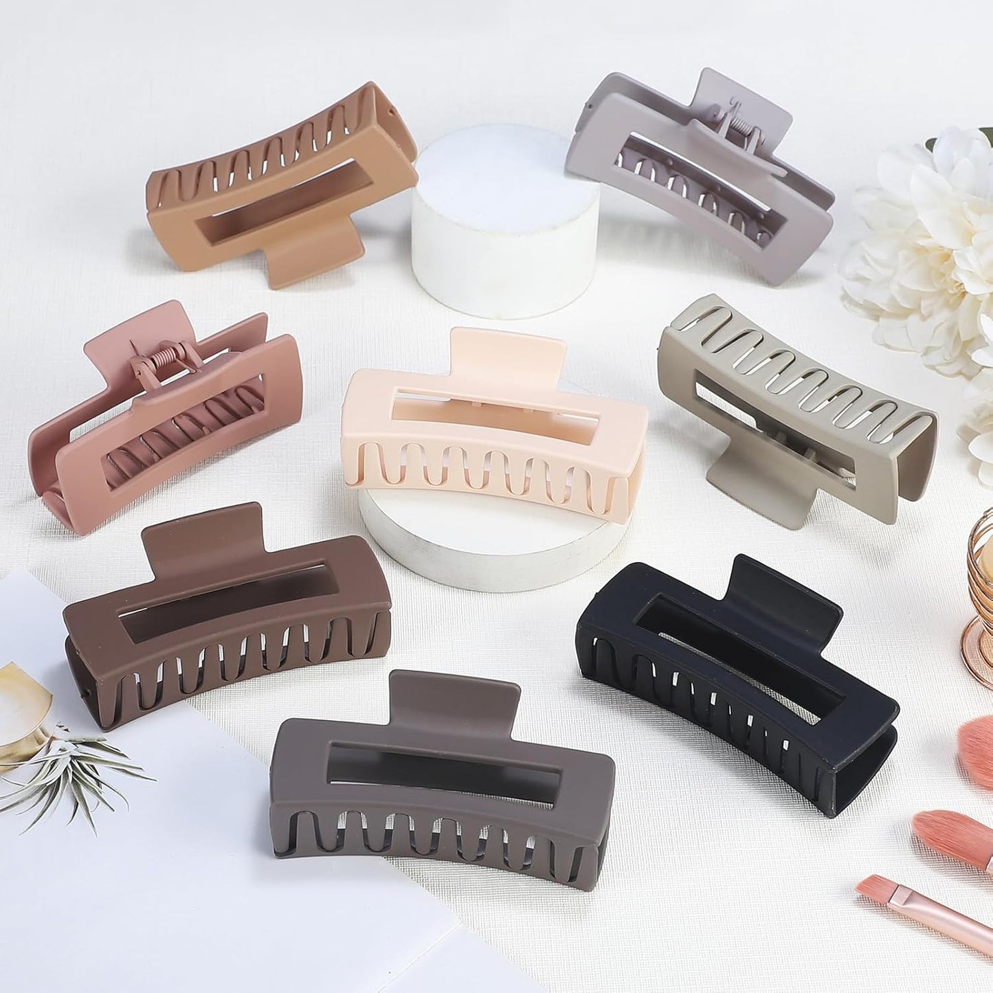 4.1 Inch Large Hair Clips 8 Pcs Square Claw Clips for Thick Hair Big Hair Claw Clips Acrylic Banana Jaw Clips Hair Accessories for Women and Girls -Regular