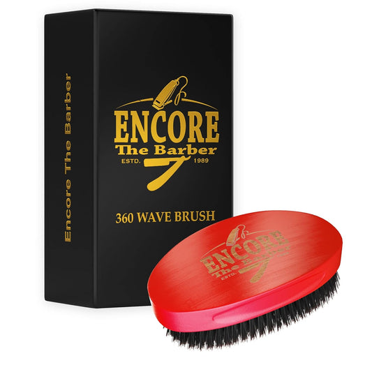 360 Wave Brush Medium boar bristle | curved palm for men Red)