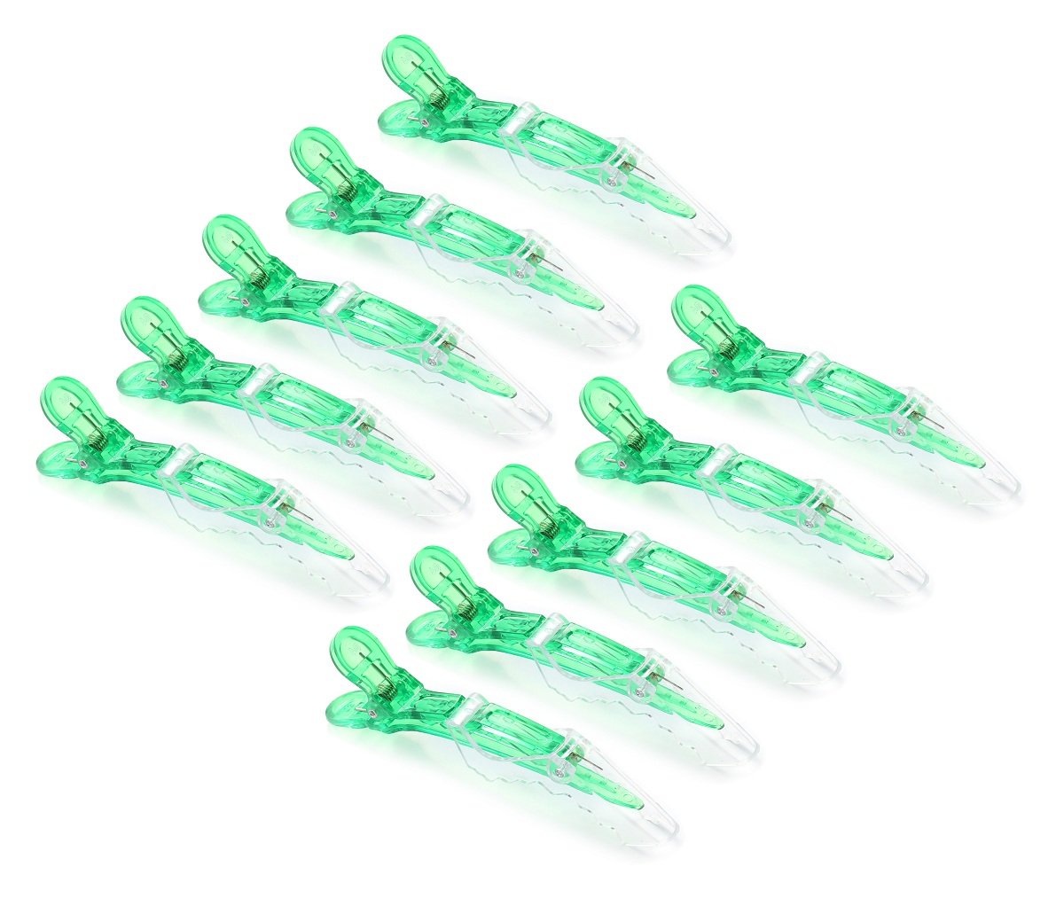 10pcs/set Multicolor Croc Clips Transparent Plastic Hairdresser Clips Hair Styling Sectioning Barrettes Professional Non Slip Alligator Clips Salon DIY Accessories Hairpins (10pcs-Green)
