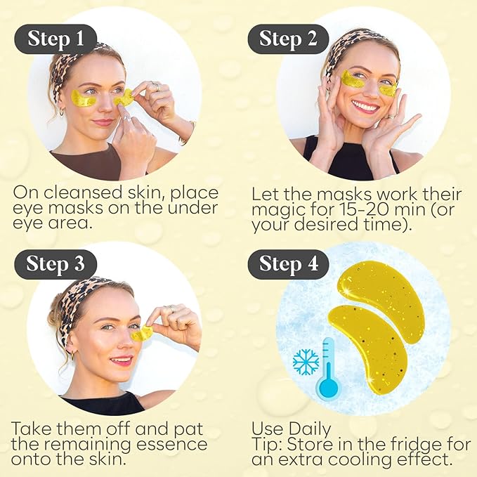 Daytime Under Eye Patches for Puffy Eyes and Dark Circles, Gel Eye Masks with Caffeine, Collagen & Vitamin C, Deeply Moisturizing, Bachelorette Party Favors, Anti Wrinkle Patches (30 Pairs)