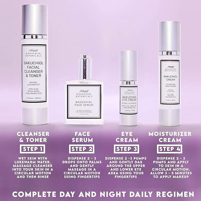 Bakuchiol Facial Serum Oil 1.7 oz - Retinol Alternative - Clinical Strength Bakuchiol - All Natural Plant Derived Clean Beauty Ingredients - Bakuchiol, Squalane, Vitamin C, Rose Hip Oil, Vitamin E -