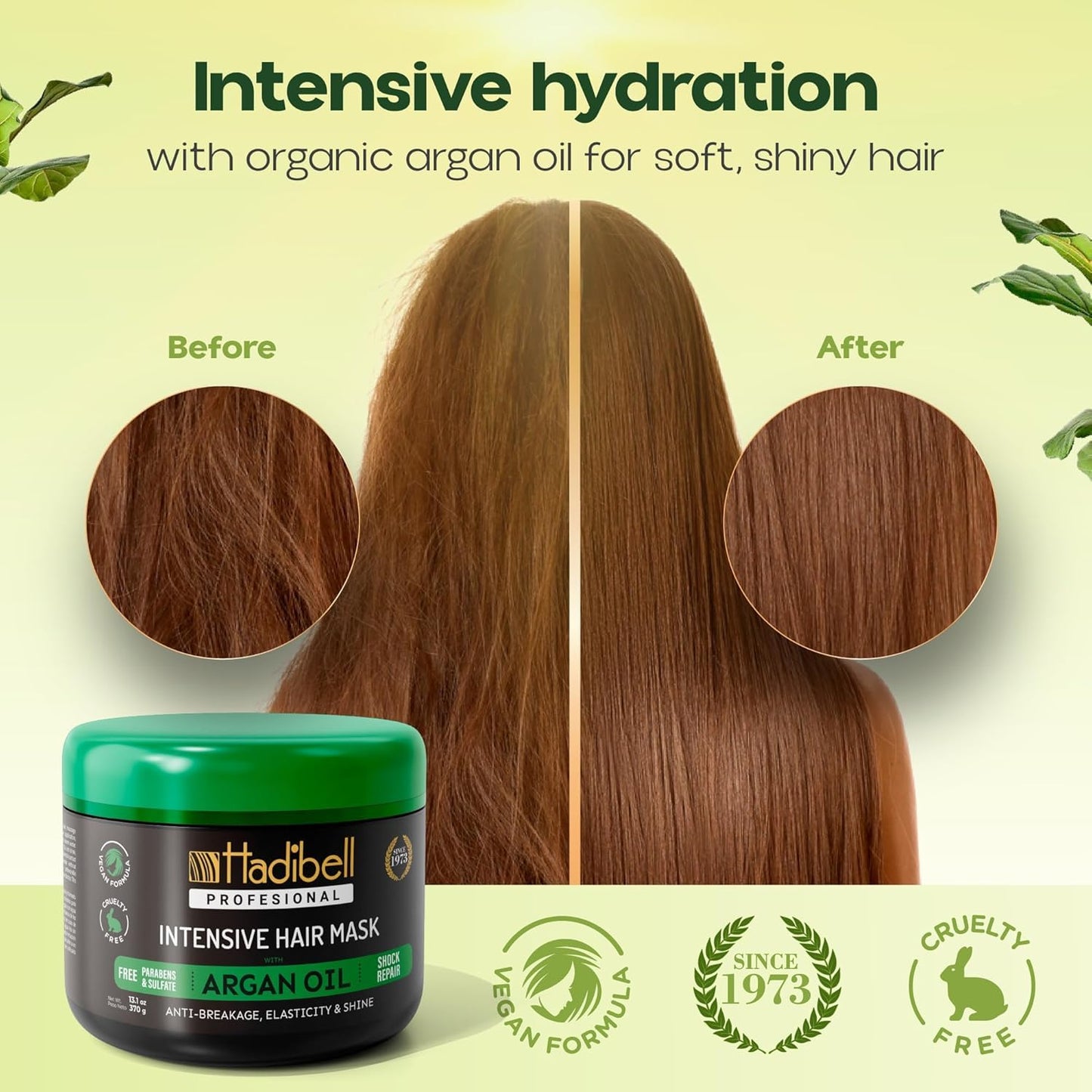 Hydrating Argan Hair Mask & Scalp Massager, Deep Conditioner for Dry, Frizzy or Curly Hair, Deep Repair for Damaged Hair Care Treatment 13.1 oz - Silicone Scalp Scrubber for Dandruff and Exfoliating