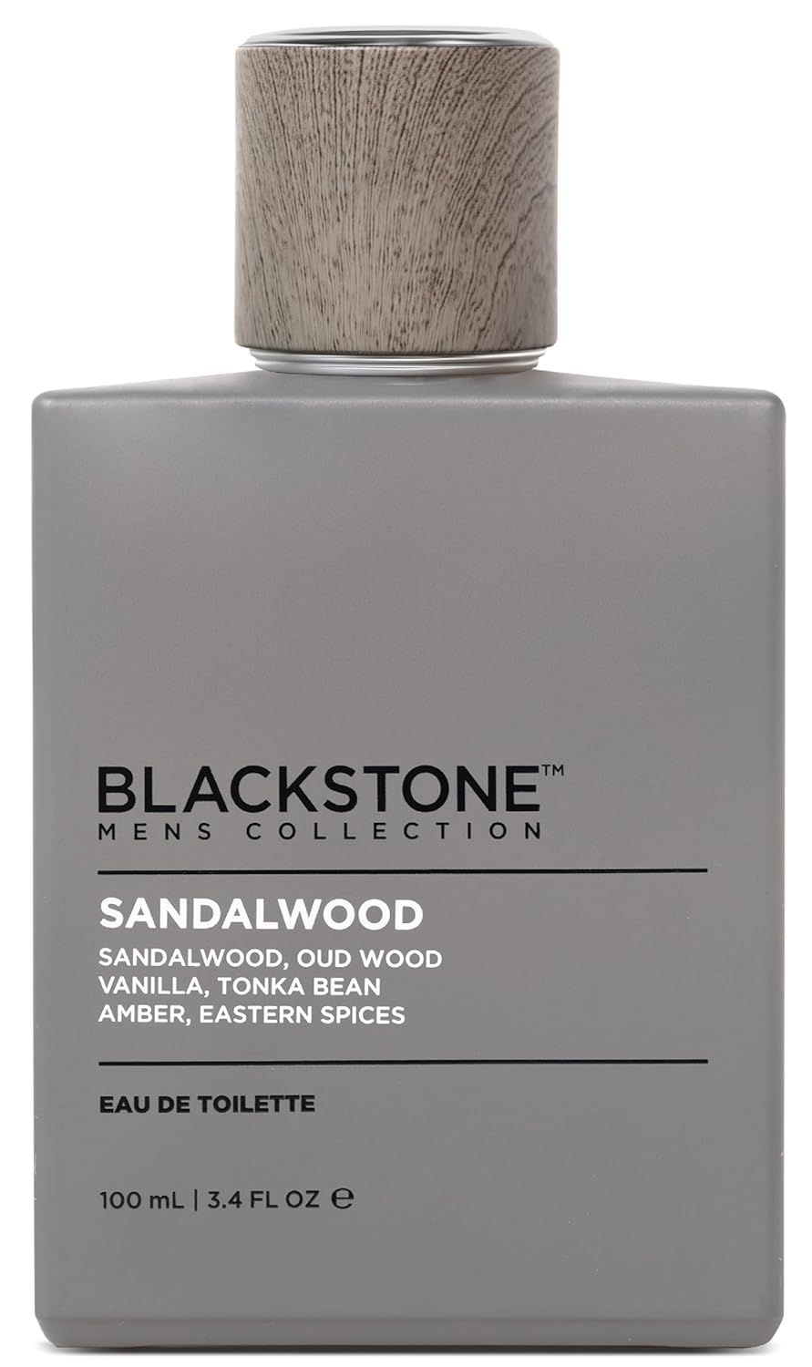 Blackstone Mens Collection Eau de Toilette – Sandalwood | Men's Fragrance, Long Lasting Cologne, with Sandalwood, Oud & Amber | Everyday Fragrance, Travel Size (3.4 Fl Oz)