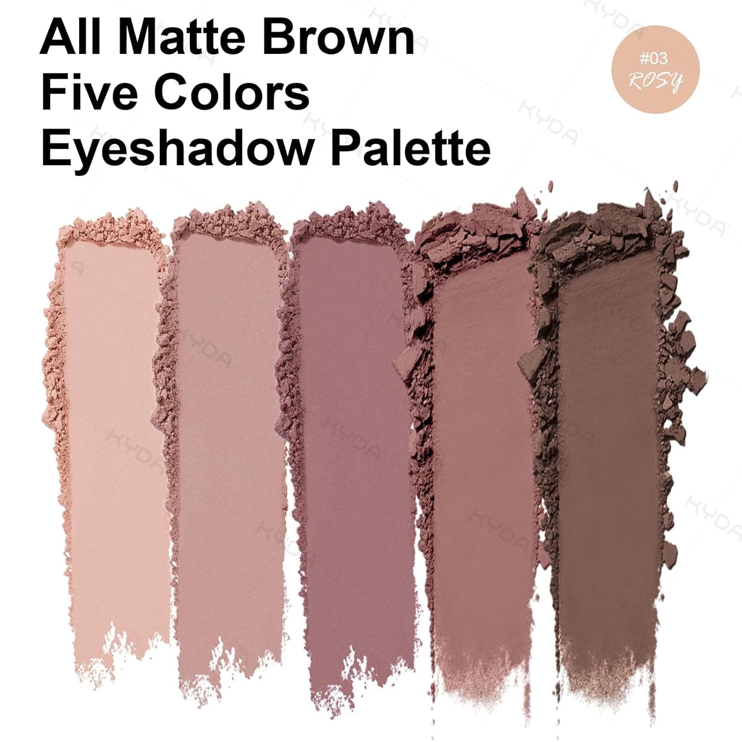 KYDA 5 Colors Matte Rose Brown Eyeshadow Palette, Neutral Nude Eyeshadow, All Matte Eyes Makeup Palette, High Pigment Pressed Powder Eye Makeup Gift for Women, Lasting Blendable Daily Eye Shadow, ROSY