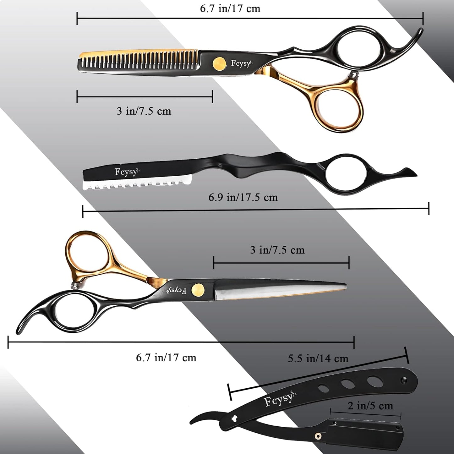 Professional Hair Shears Thinning Scissors Set, Fcysy Barber Shears Hair Cutting Scissors Kit, Hairdresser Trimming Salon Supplies