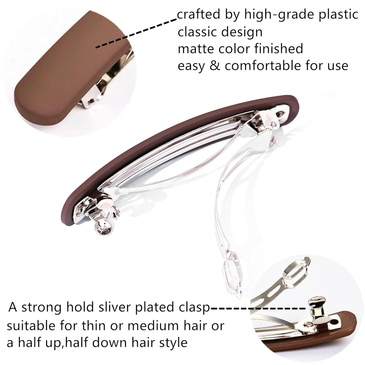 Fsmiling Hair Barrettes for Women French Hair Barrette Clip Medium Matte Hair Clips Barrette No Slip Hair Accessories 4-Pack