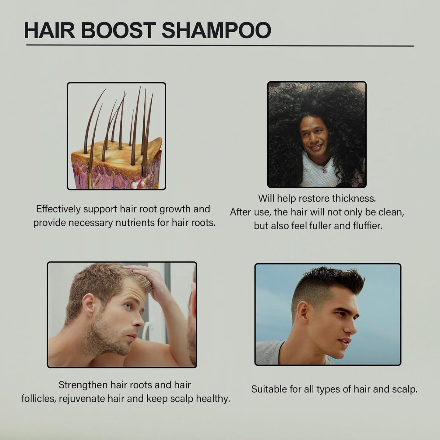 Root Activator Shampoo for Men,Hair Regrowth Root Activator Shampoo for Hair Loss and Thinning Hair, Nourish and Shine Revitalizing, Black(3pcs)