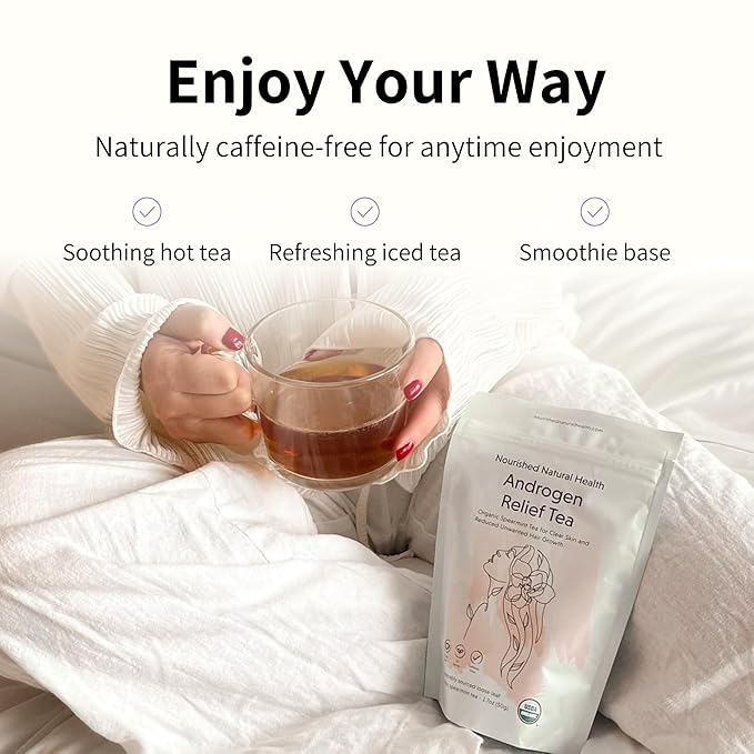 Nourished Androgen Relief Spearmint Tea - Organic Herbal Spearmint Tea for Clear Skin and Reduced Unwanted Facial Hair Growth - 120 Servings