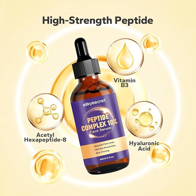 10% Peptide Serum (2 Fl Oz), Collagen Peptide Serum, Hyaluronic Acid & Niacinamide, Anti-Aging Argireline, Hydrating, Firming & Wrinkle-Reducing Face Serum