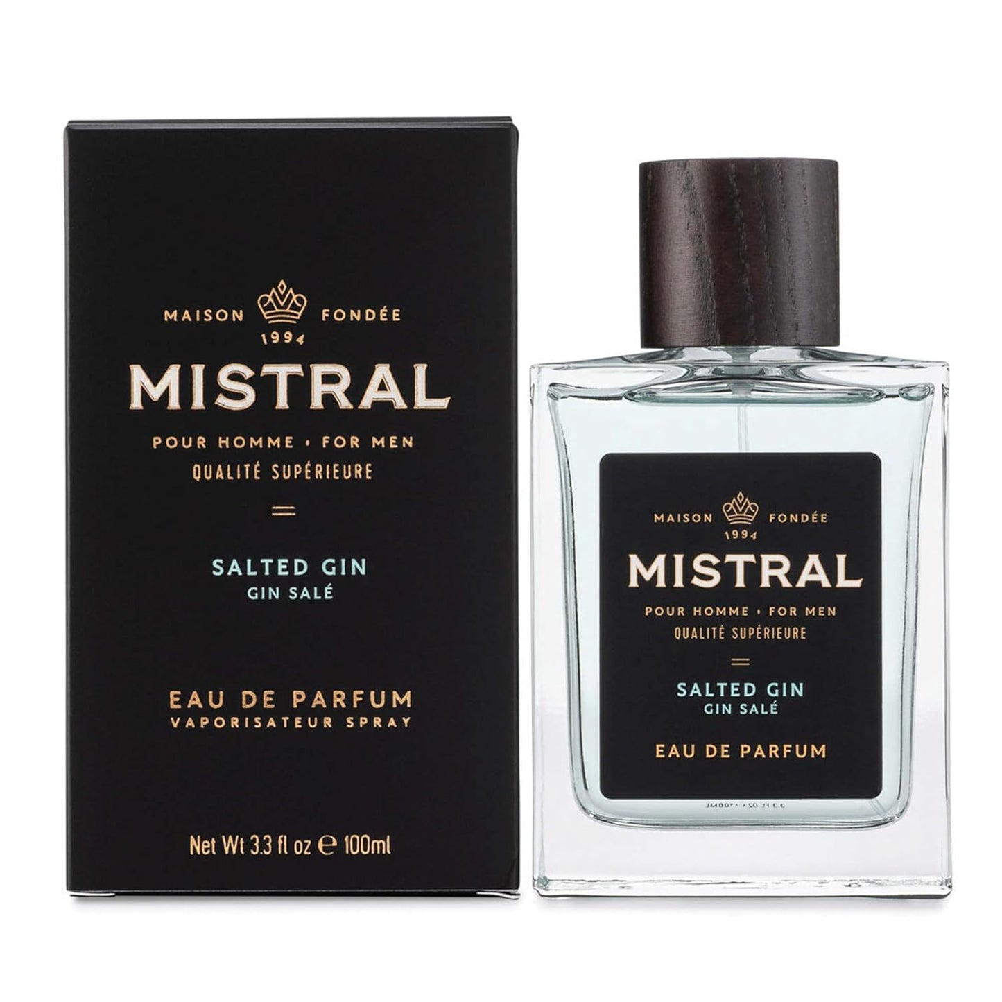 Mistral Men’s Cologne – Salted Gin Eau de Parfum | Fresh & Aquatic Masculine Scent with Grapefruit, Amber, Mint & White Musk | Cruelty-Free & Long-Lasting Perfume for Men, Made in France - 3.4 Oz