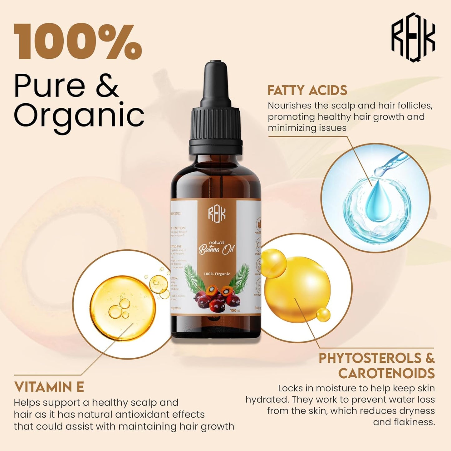 Batana Oil for Hair Growth Natural Scalp Oil for Strengthening, Repairing Damaged Hair, and Encouraging New Growth Pure & Paraben-Free Hair Growth Oil with Easy Dropper Lid and Eyelash kit