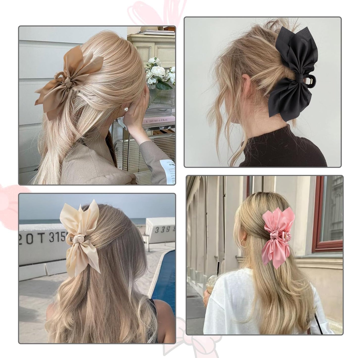 Bow Claw Clips Bow Hair Clips 4PC Big Hair Bows for Women Butterfly Styling Large Hair Clips for Thick Hair for Girls Hair Accessories for Teen