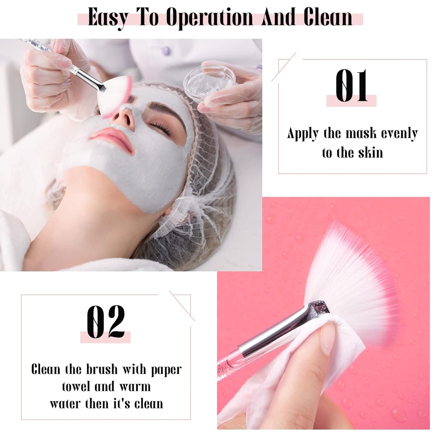 Nuenen 12 Pcs Soft Fan Facial Brushes Mask Acid Applicator Brush for Mud Cream Blush Makeup Peel Glycolic Multi Use Cosmetic Tools with Glitter Quicksand Handle and Pouch(Colorful)